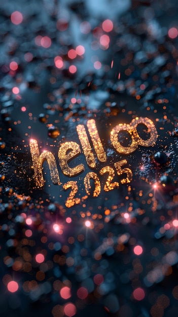 Photo a digital display with the words hello in gold letters