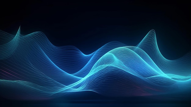 Digital dynamic cyber wave Abstract futuristic blue background