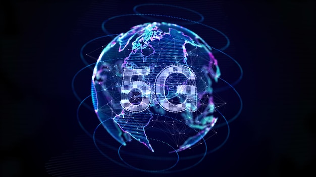 Digital earth rotating Global network internet 5g connection