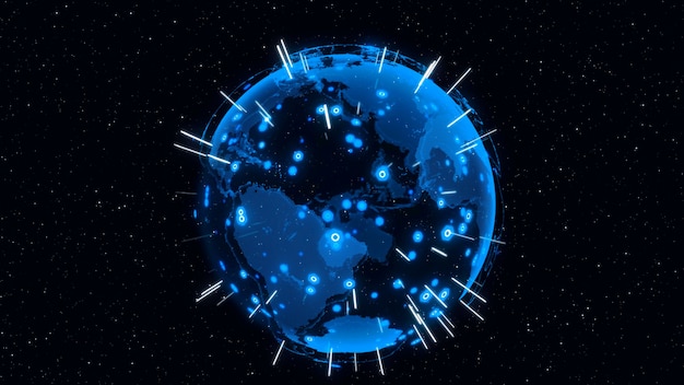 Digital Earth shows concept of global network connection