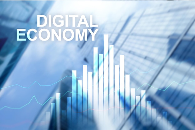 DIgital economy financial technology concept on blurred background