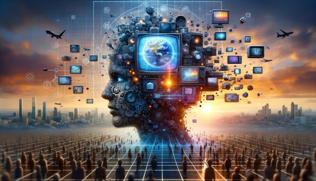 Digital Evolution Human Mind Melding with Technological Advancement