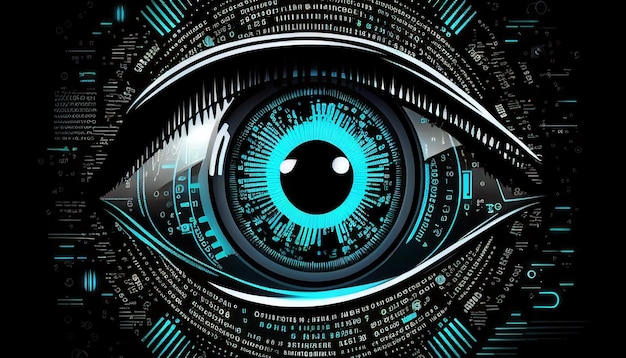 Digital eye data network and cyber security technology Virtual cyberspace and internet secure surveillance technology Generative AI