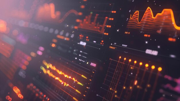 Digital Financial Data Charts and Graphs on Computer Screen