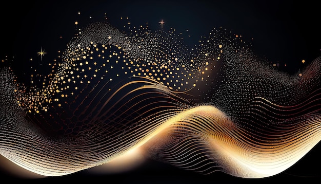 Digital flowing wave particles abstract background Generative AI Generative AI