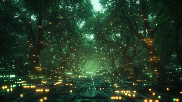 Photo digital forest a mystic pathway