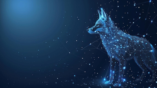 Digital Fox in Blue Galaxy