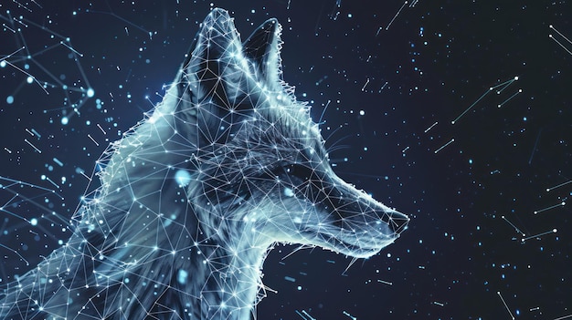 Digital Fox in a Starry Night