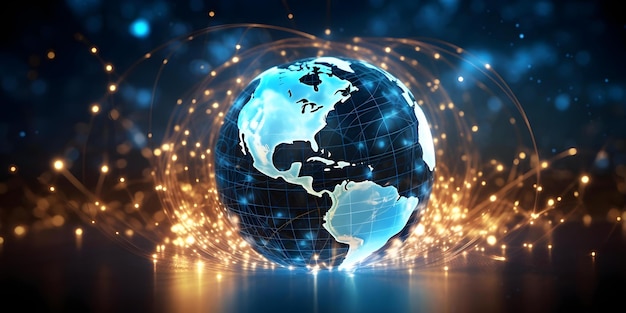 Digital globe connecting global network for highspeed data transfer and communication worldwide Concept Technology Connectivity Data Transfer Global Communication Digital Network