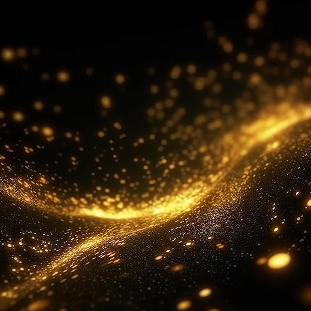 Digital Gold Particles Wave and light High quality ai generated image on white background