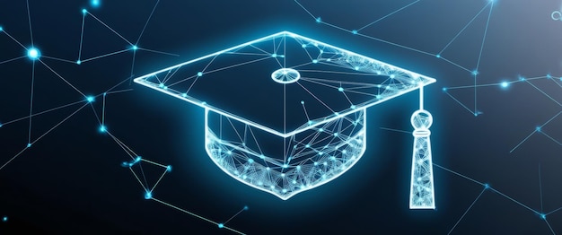 Digital Graduation Cap in Futuristic Style