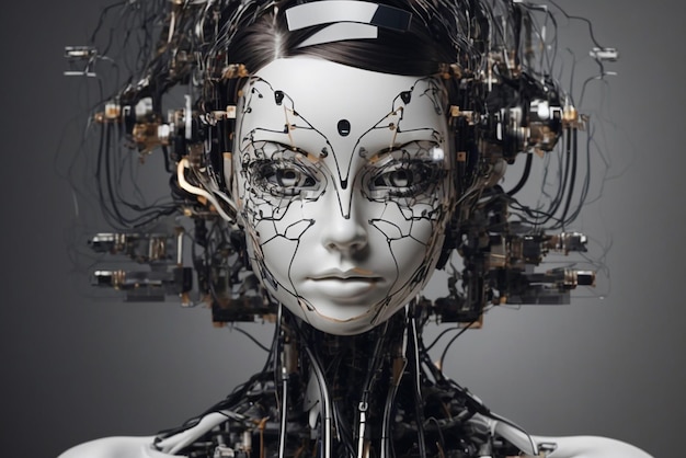 Digital head artificial intelligence concept made with Generative AI