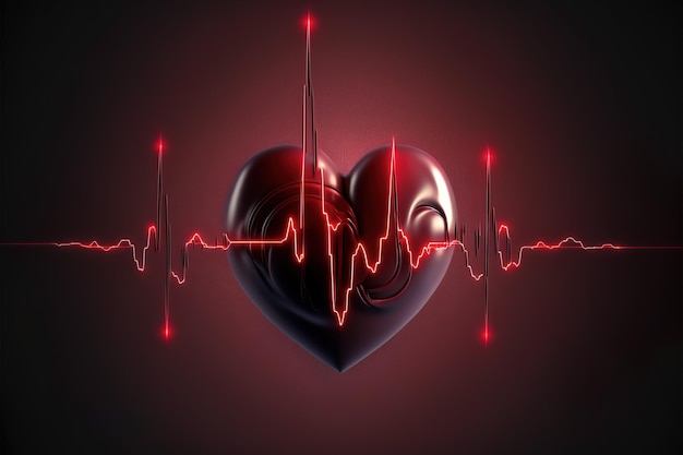 Digital heart with heart beat