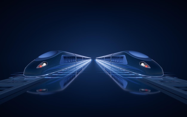 Digital high speed railway bullet train 3d rendering