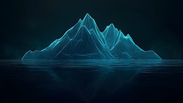 Digital iceberg with underwater polygonal structure