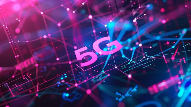 Digital illustration of 5G technology highlighting futuristic data transmission and connectivity