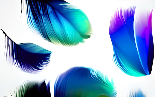 Digital illustration abstract background beautiful feathers