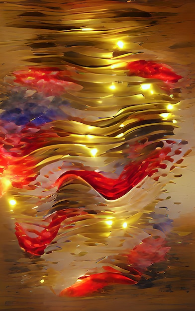 Digital illustration abstract background golden red texture