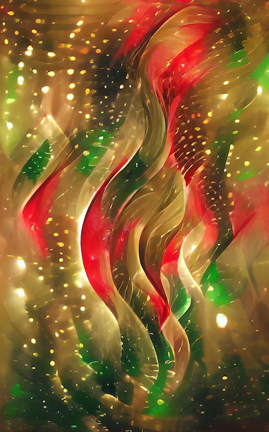 Digital illustration abstract background green gold red texture