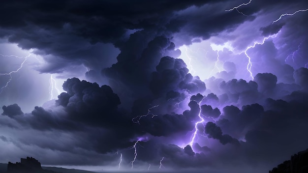 A digital illustration depicting a dramatic stormy sky with dark billowing clouds generated ai