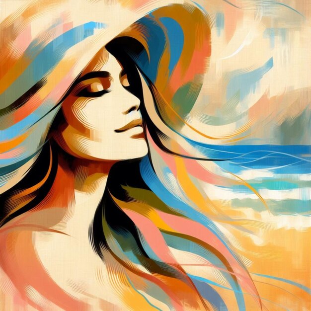 a Digital illustration of a Free woman for International Womens Day In the style of impressionism