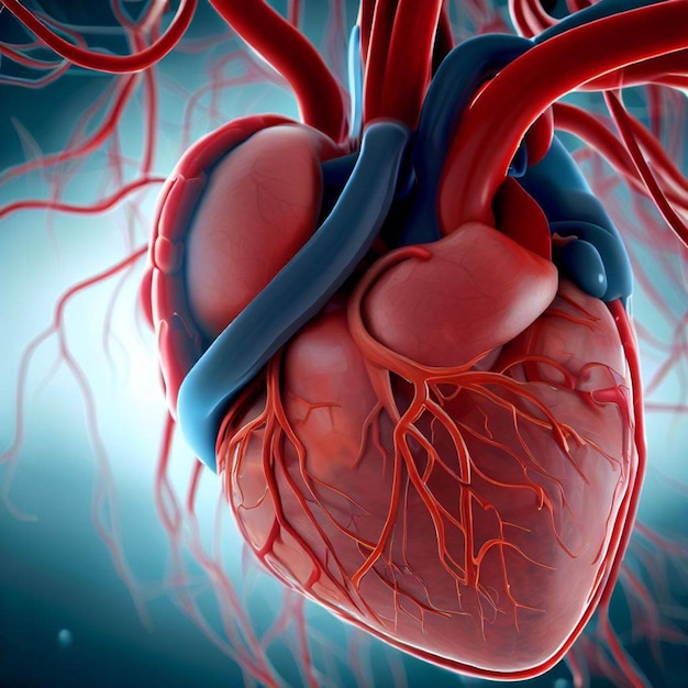 A digital illustration of a human heart