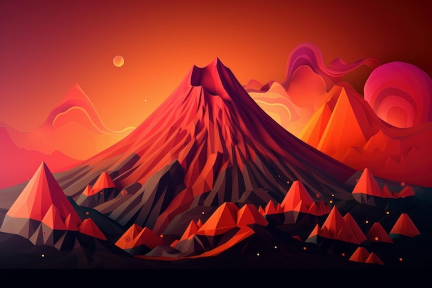 A digital illustration of a mountain with a mountain in the background.