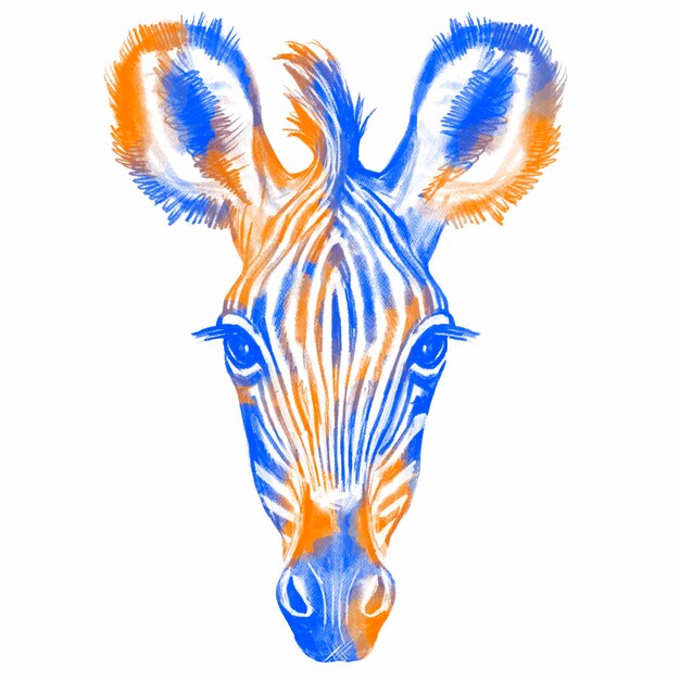 Digital illustration of portrait of zebra wild Africa animal