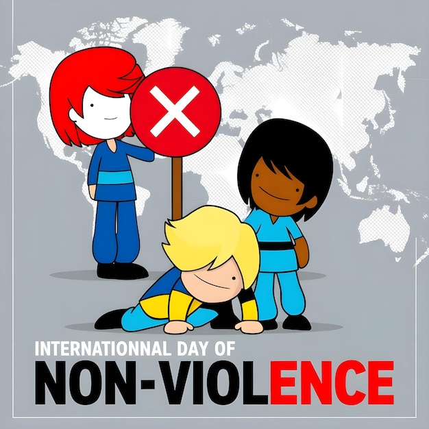 Digital illustration poster for the International Day of NonViolence