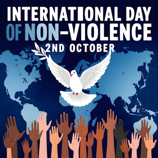 Photo digital illustration poster for the international day of nonviolence