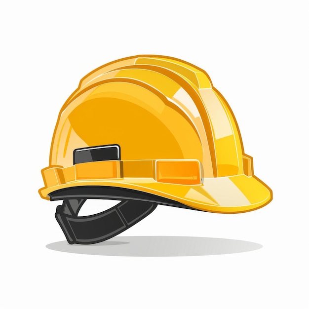 Digital illustration of a single yellow construction safety helmet on a white background