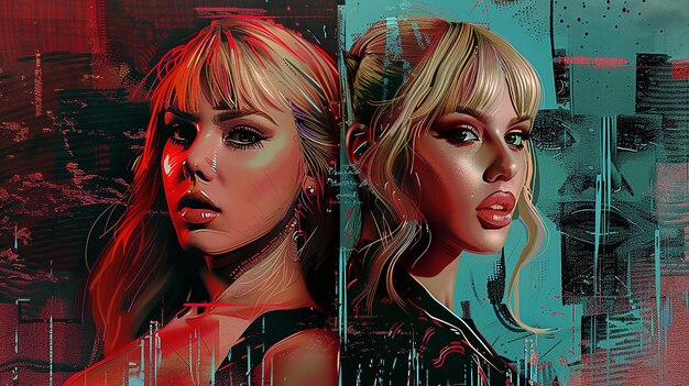 Photo digital illustration of taylor swift and lady gaga