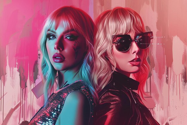 Digital Illustration of Taylor Swift and Lady Gaga