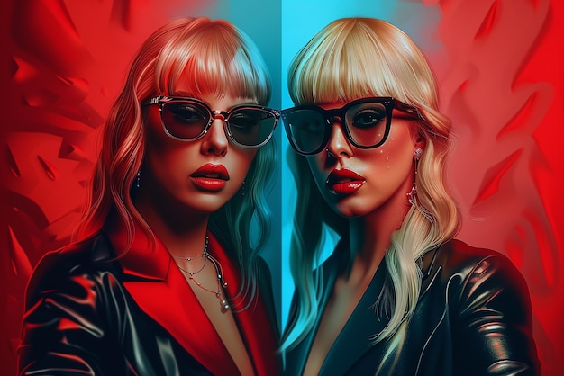 Digital Illustration of Taylor Swift and Lady Gaga