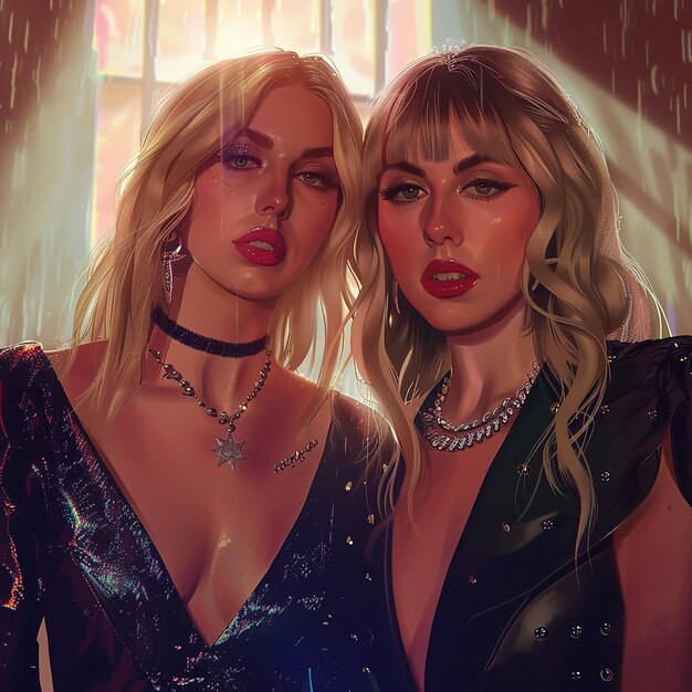 Digital Illustration of Taylor Swift and Lady Gaga