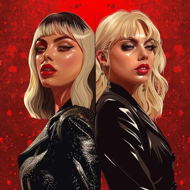 Photo digital illustration of taylor swift and lady gaga