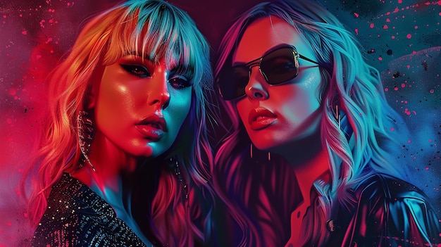 Digital Illustration of Taylor Swift and Lady Gaga