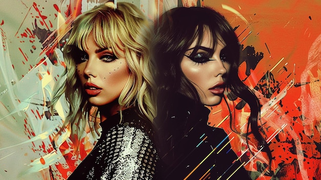 Photo digital illustration of taylor swift and lady gaga