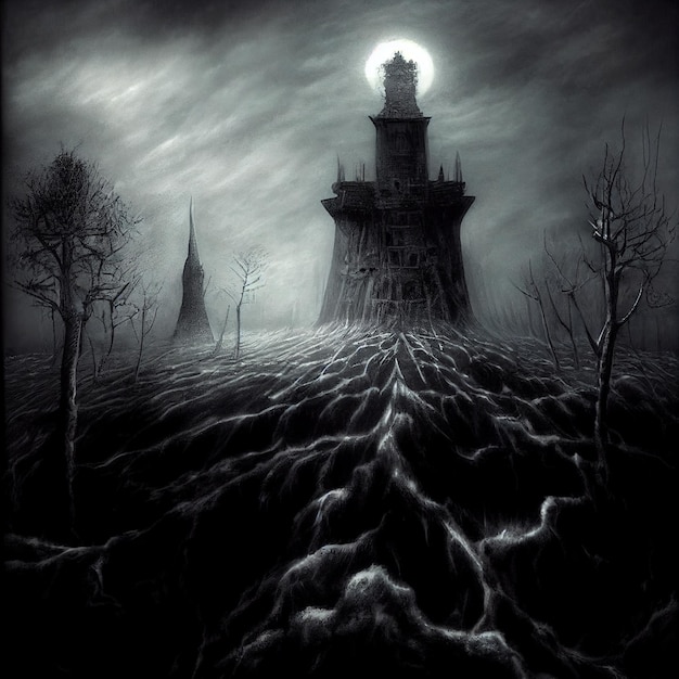 Digital illustration of the tower of madness