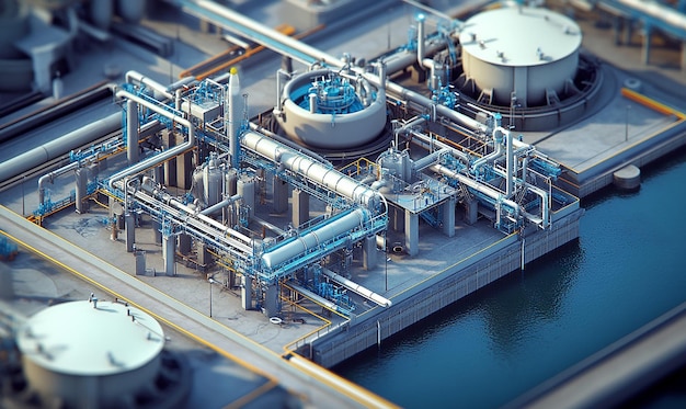 Digital illustration of a wastewater treatment plant