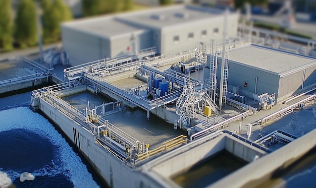 Photo digital illustration of a wastewater treatment plant