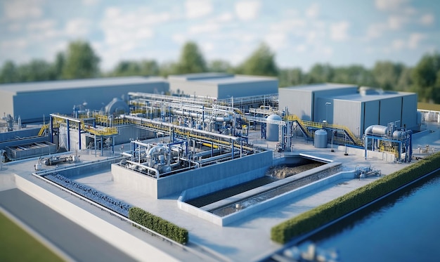 Digital illustration of a wastewater treatment plant