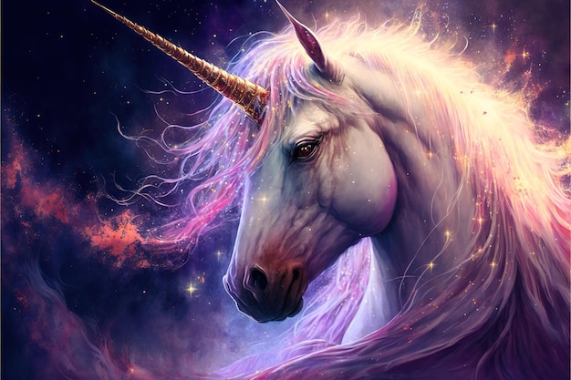 digital illustrations of an amazing cute unicorn in colorful