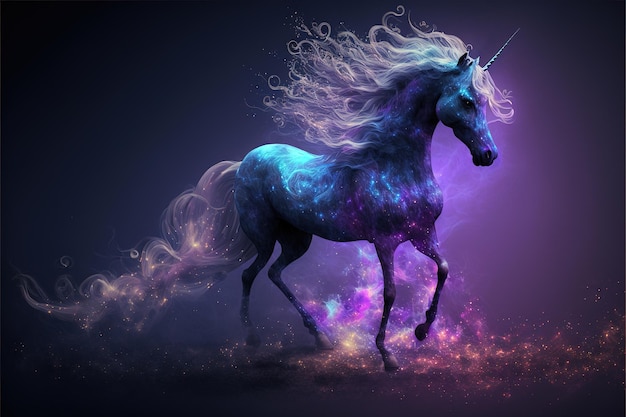 digital illustrations of an amazing cute unicorn in colorful