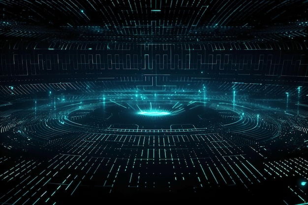 A digital image of a futuristic arena with a blue background and the words " the word " on it.