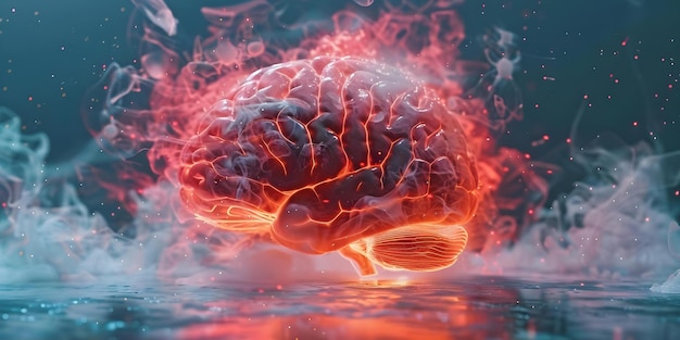 Digital image of a human brain created on a computer Concept digital art neuroscience technology artificial intelligence