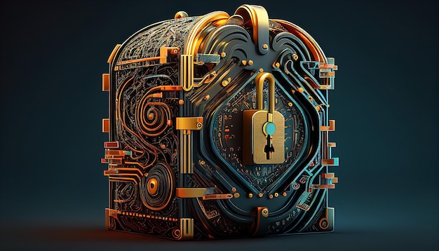 A digital image of a lock with a lock in the middle.