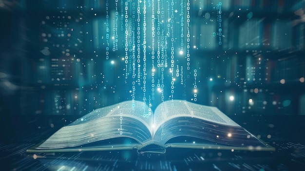 Digital Information Flowing from an Open Book