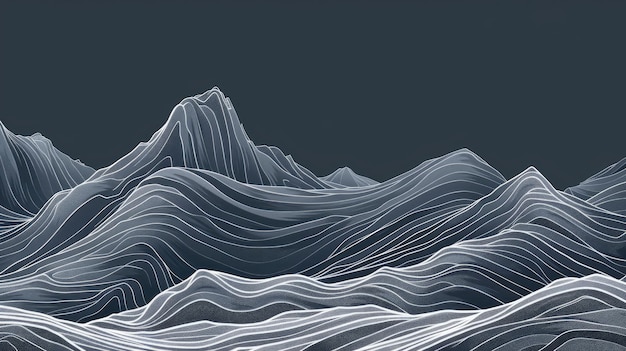 Digital Landscape with Wavy Line Elements