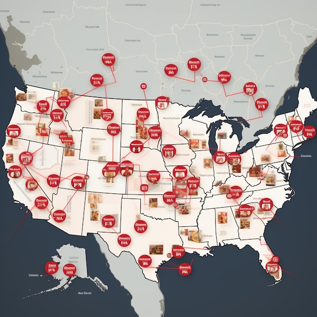 Photo a digital map showing multiple chickfila locations highlighted